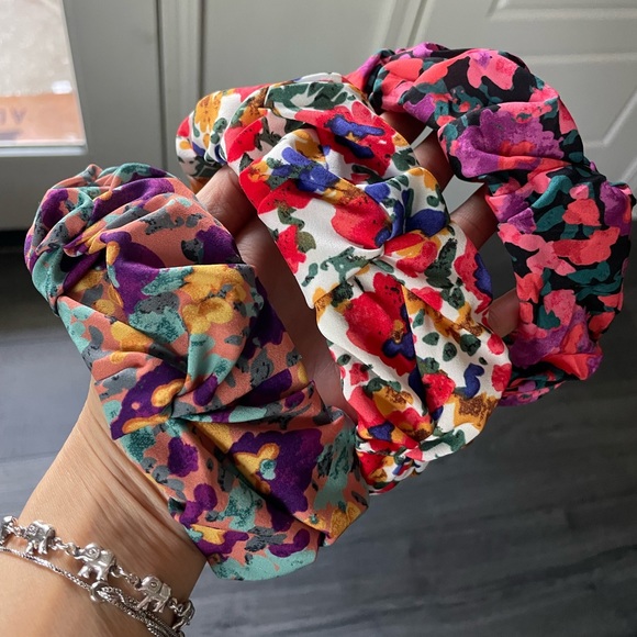 Boho Floral Print Wide Ruched Headband